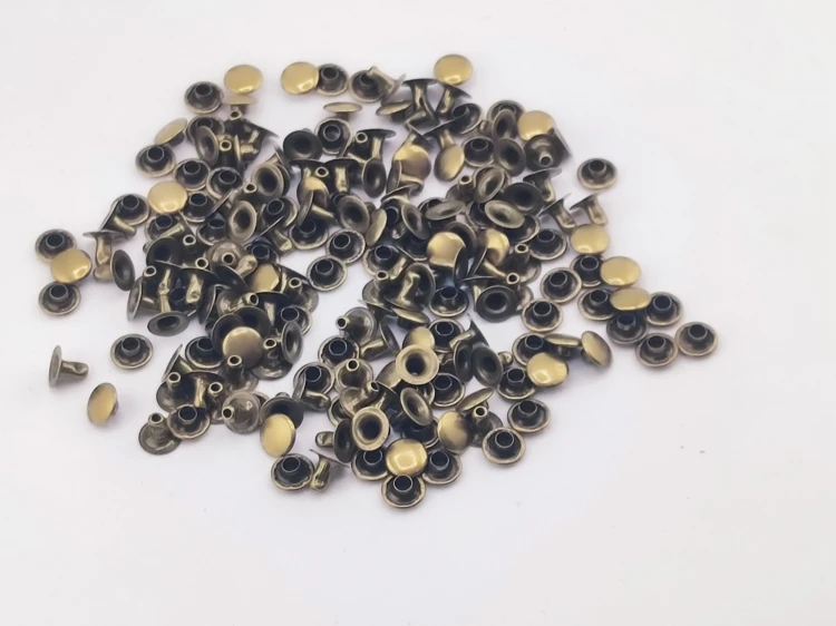 Nity zbitki jednostronne kaletnicze szewskie 8 / 3 / 6 mm stare złoto 100 szt.