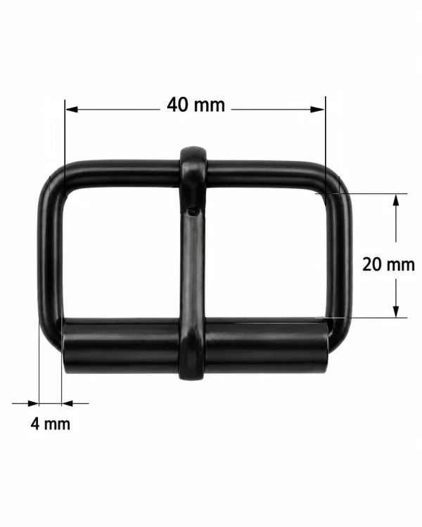 Klamra metalowa rymarska do paska 40 / 20 / 4 mm czarna 10 sztuk (9)