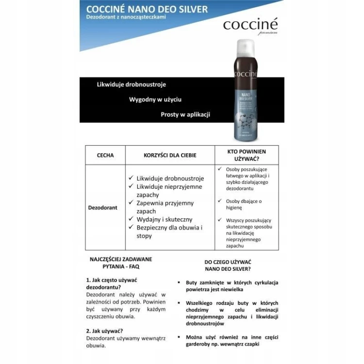 Dezodorant do butów z jonami srebra Coccine 400 ml