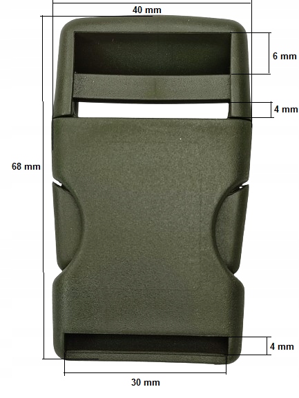 Klamra zatrzaskowa plastikowa 30 mm oliwkowa do paska - 50 szt.