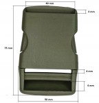 Klamra zatrzaskowa plastikowa 40 mm oliwkowa do paska - 50 szt.