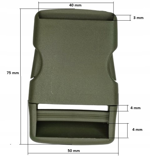 Klamra zatrzaskowa plastikowa 40 mm oliwkowa do paska - 50 szt.