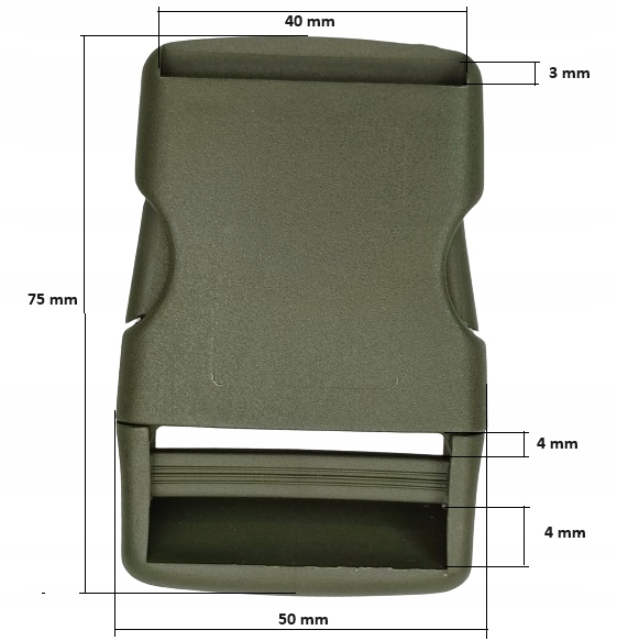 Klamra zatrzaskowa plastikowa 40 mm oliwkowa do paska - 50 szt.
