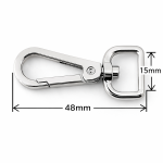 Karabińczyk metalowy do paska 15 / 48 mm srebrny (83)