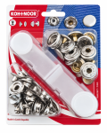 Napy nierdzewne kaletnicze 15 mm srebrne 10 szt. z mini praską