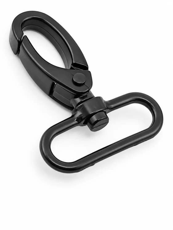 Karabińczyk metalowy gruby do taśmy paska 38 / 60 mm czarny mat (41a)